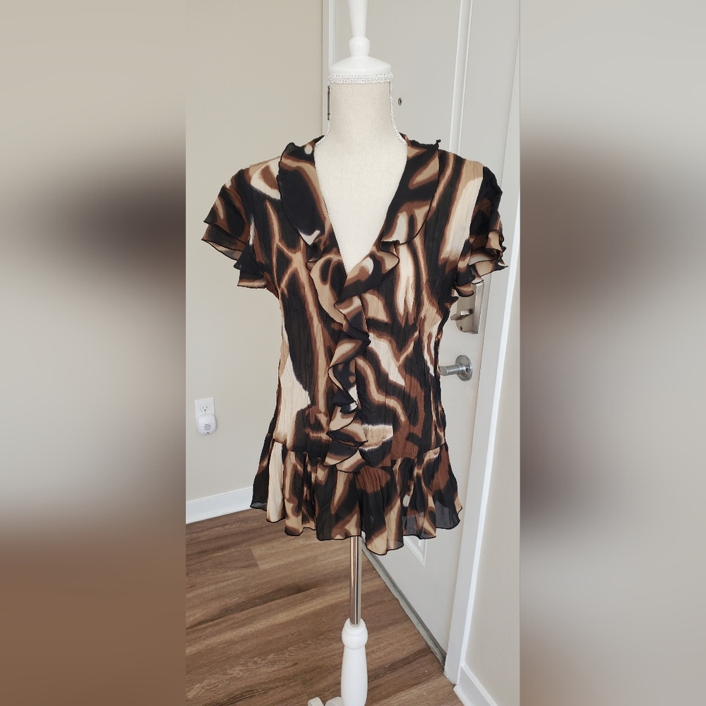 Dress Barn Brown And Black Blouse Size XL